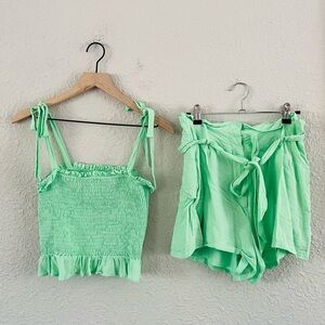 Lost + Wander Green Shorts Set
